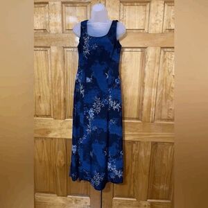Women’s Scarlett Blue & Black Flowing Flower Floral Maxi Sleeveless Dress